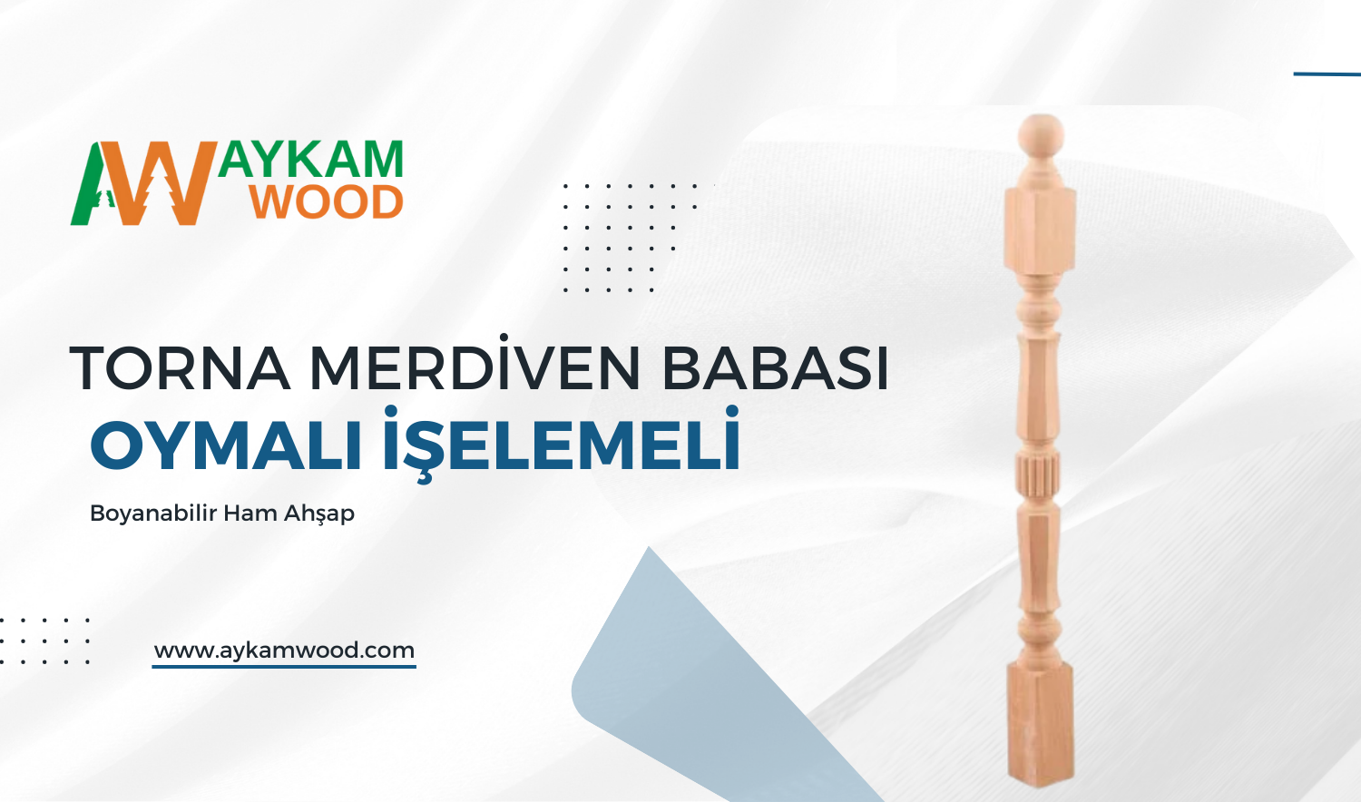 7x7x100 Torna Merdiven Babası Oymalı işelemeli Boyanabilir Ham Ahşap